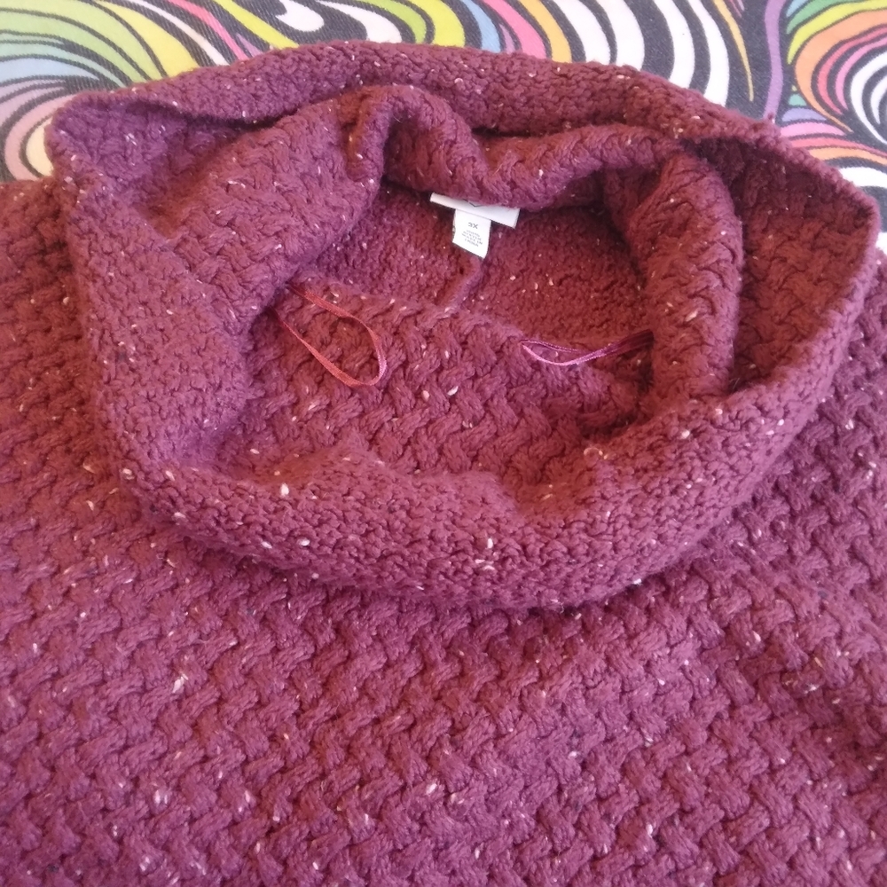 Oversize Fit Cowl Neck Pancho Knit Cozy Sweater